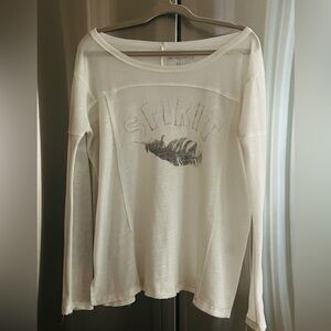 Vintage & oversized  Free People ‘Spirit' Feather Graphic Long Sleeve Top